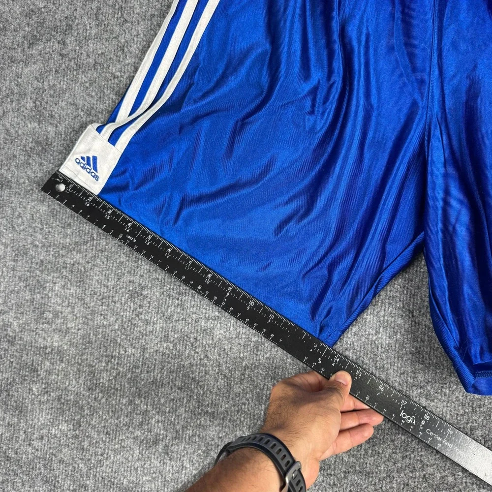 Adidas Athletic Shorts Mens Size Large Blue 3-Stripe Elastic Waist Sporty Gym